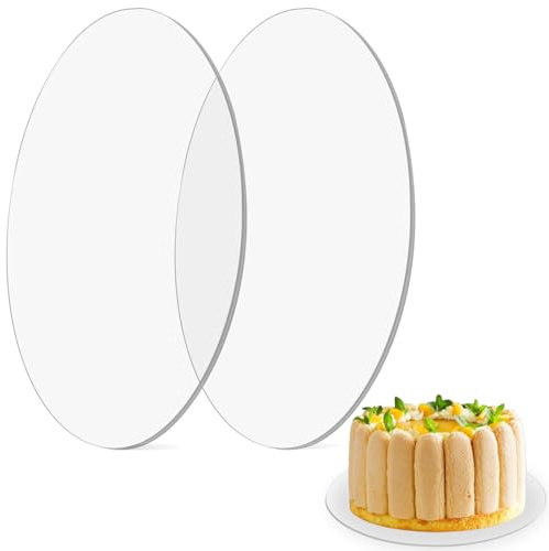 GANILITY Acryl Cake Board, 2 Stück Kuchenplatte Transparent, Wiederverwendbar, Ø 30cm Rund Kuchenplatte, 2mm Dick Mit, um Servieren von Kuchen, für Urlaubsparty-Veranstaltungen