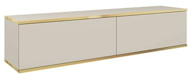 MOEBLO TV-Board Dayn RTV (Lowboard Fernsehtisch TV Bank TV Tisch Fernseher Tisch TV Möbel, RTV-Schrank mit goldenen Einsätzen Hängend), (HxBxT):30x135/175x32cm (Beige, 135x30x32 cm)