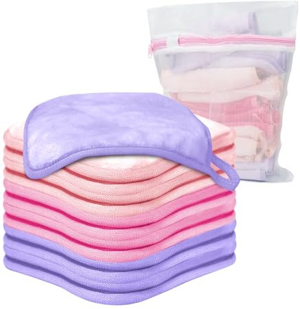my novel things 12 Stück Abschminktücher Waschbar 16,5 x 16,5cm, Make up Entferner Tücher, Wiederverwendbar Mikrofaser Gesichtstücher, Weiches Korallen Fleece Handtücher, für Travel Erase Kosmetik