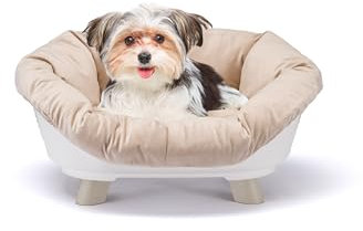 Ferplast Panier Chien et Chat avec Coussin, Canapé pour Chiens et Chats, Corbeille en Plastique, Lavable, Respirant Antidérapant, 64 x 48 x h 29,5 cm, Blanc