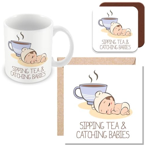 MUGGZ Midwife Mug, Card & Coaster – Maternity Nurse Gift - Giftset - Made in The UK