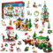 Adventskalender 2024 Kinder, Klemmbausteine Weihnachten 24 Tage Weihnachts Countdown 6 in 1 Klemmbausteine Weihnachten Adventskalender Spielzeug für Kinder Jungen Mädchen (Zug und Weihnachtsmann)