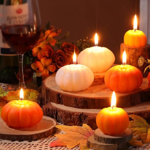 Conelist Kürbisförmige Kerzen, Herbstkerzen, Duftkerzen, Kürbiskerze, Halloween-Kerze, Erntedankfest, Kürbisform, Herbstkerze für Herbst, Party, Schlafzimmer, Badezimmer, Heimdekoration, 6 Stück