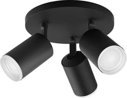 Philips Hue White & Color Ambiance Fugato 3er Spot, schwarz 3x350lm, dimmbar, 16 Mio. Farben, steuerbar via App, kompatibel mit Amazon Alexa (Echo, Echo Dot), neue Geration