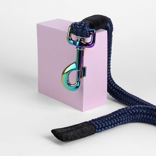 GALOP WEAR Führstrick für Pferd, Anbindestrick mit Regenbogen-Karabinerhaken (Marineblau)