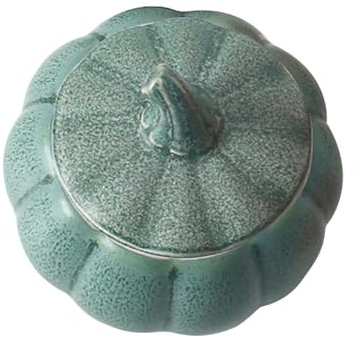 Taza de calabaza, tarro con forma de calabaza, elegante recipiente de almacenamiento de alimentos, tarro de cerámica festivo con tapa, tarro de calabaza de cerámica, tarro decorativo de almacenamiento