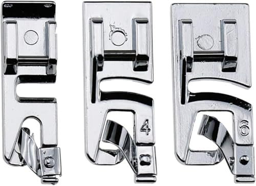 Nähfuß-Set mit schmalem Rollsaum (3 mm, 4 mm und 6 mm), passend für alle Niedrigschaft-Nähmaschinen, Singer, Brother, Babylock, Euro-Pro, Janome, Kenmore, White, Juki, New Home, Simplicity, Elna
