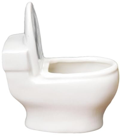 Pot de fleurs en forme de toilette - Pot de fleurs amusant en céramique pour succulentes, petites et fleurs | Pot en céramique blanc avec trous de drainage, pour l'intérieur, pot