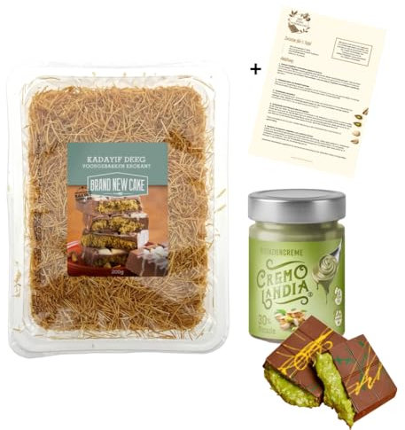 geröstetes Kadayif + Pistaziencreme (inkl. gratis Dubai Schokoladen Rezept) - Zutaten für Dubai Schokolade Set - gebrauchsfertig - Kunafeh - Engelshaar Teigfäden - Baklava - Kadaifi