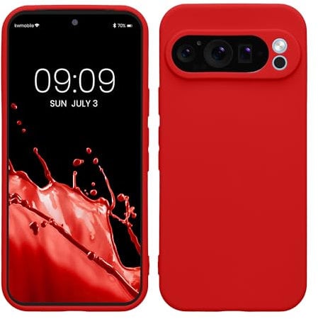 kwmobile Handyhülle kompatibel mit Google Pixel 9 Pro Hülle - Handy Case aus weichem Silikon in Klassisch Rot