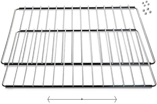 Anakel Home Set de 2 Rejillas de Horno Acero Inoxidable Extensible, Bandeja de Horno Universal | 32 x 37 cm hasta 65 cm, Tornillos Incluidos