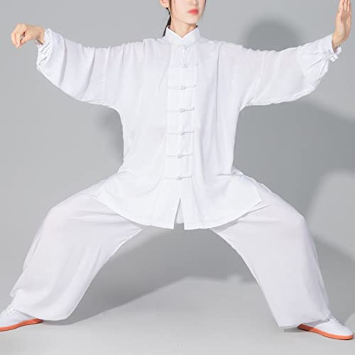 Vêtements De Tai Chi pour Femmes Shaolin Kung Fu Arts Martiaux Uniforme Méditation Zen Qi Gong Tenue Unisexe Wing Chun Vêtements D'entraînement Manches Longues,001,XL