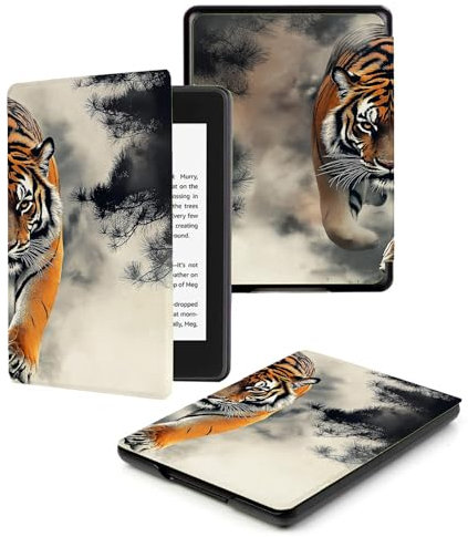 Case for Kindle 8th (2016 Release) - Printed PU Leather Smart Lightweight Shell Cover Case for Kindle 8th Generation 2016 with Auto Wake/Sleep,Wildlife Tiger
