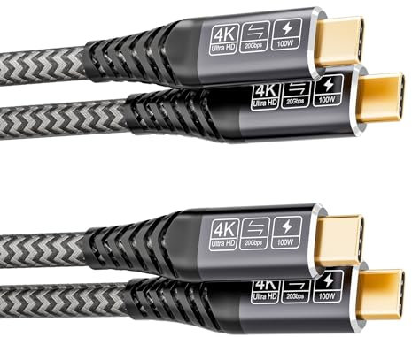 CAKOBLE Cable usb c to usb c 1m,[2-Pack 1m] USB 3.2 Gen2 data transfer cable type c,20 Gbps 100w usbc cable,4K@144Hz usb c video For iPhone 16 MacBook,Hub,Dock,SSD,eGPU,Laptops,Display,Monitor