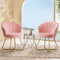 Hellove Chaise Coiffeuse, Lot de 2 Chaise Coquillage Velours avec Pieds en Métal l'or, Fauteuil Salon Confortable, Fauteuil Lecture, Chair pour Salon, Chambre, Tabouret Coiffeuse, Rose