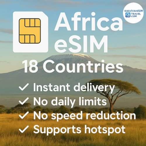 Afrika eSIM 18 Länder unterstützt Hotspot-High-Speed-Daten, 30 Tage, 3-10 GB E-Mail-Lieferung (10 GB für 30 Tage)