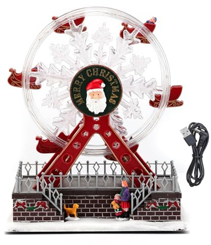 HGZHNAT Weihnachtsdorf Riesenrad, Weihnachts Riesenrad, Urlaubsleuchte Music Box, Skywheel Schreibtisch Origination, Für Familienfeier Weihnachtsdekoration Geschenk Rotierende Musikalische