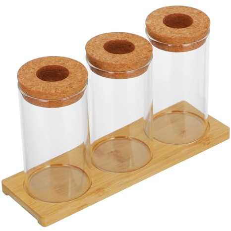Yardenfun Hydroponischen Glas vasen mit Tablett Pflanzenzucht Station für Indoor Deko Kompakte Terrarien Pflanzgefäße für Büro und Zuhause Elegante Wasserpflanzen Vermehrung