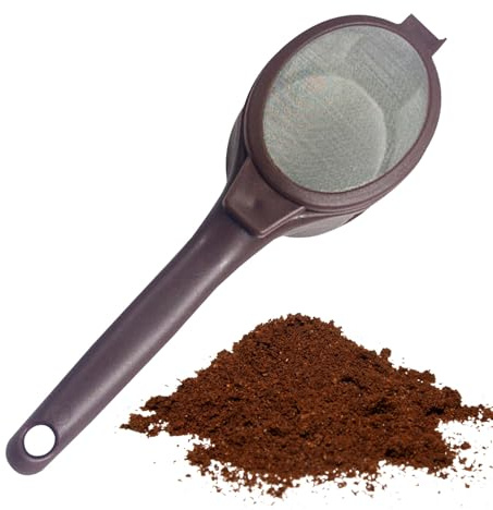 Colador de malla de café – colador de café de acero inoxidable, filtro de cocina fuerte, mini colador compacto | colador de café reutilizable para zumos de té sueltos, polvo de azúcar, bebidas de