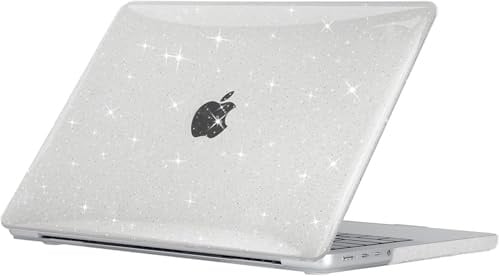 EooCoo für MacBook Pro 14 Zoll Hülle M5 M4 M3 M2 M1 2026-2021 Glitzerklar | Funkelnder Glitzereffekt, Dünne, Hartschale Snap-On Schutzhülle Kompatibel mit MacBook 14Pro/Max Laptop,Einfach Anzubringen