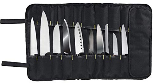 SIXRUN Borsa Portacoltelli da Chef Portatile, Portaposate in Tessuto Oxford con 22 Tasche per Chef da Viaggio, Borsa per Coltelli da Multifunzione (BLACK)