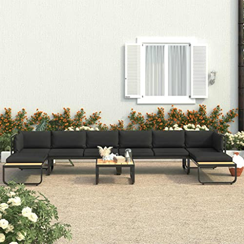 zylophax 5-TLG. Garten-Ecksofa-Set mit Auflagen aus Aluminium und WPC, 3-Sitzer Lounge Sofa Outdoor mit Polstern, Balkon Sofa für Innen- und Außenbereich, wetterbeständig und langlebig