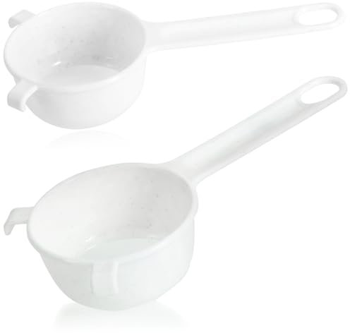 com-four® 2x Küchensieb aus Kunststoff - Puderzuckersieb - Feinmaschiges Sieb zum Backen - Mini Sieb für Tee, Kaffee, Kakao (2 Stück - weiß)