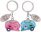 GRUSS & CO Paar-Schlüsselanhänger Wohnwagen | Anhänger-Set, zwei Anhänger mit Schlüsselring, 8 cm x 5 cm | Geschenk, für zwei, für Paare | 46754