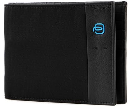 PIQUADRO P16 Portafoglio da uomo con porta carte di credito in pelle e tessuto a due scomparti