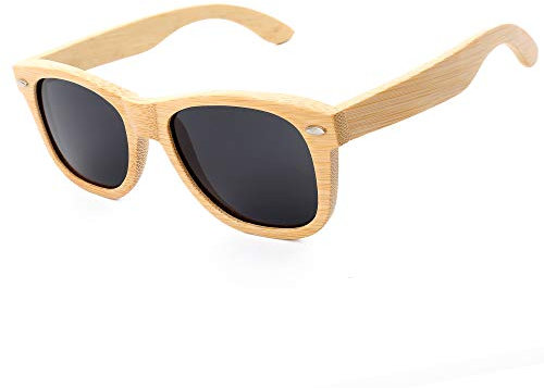 Mini Tree Bambus Sonnenbrille Herren Polarisierte Handgefertigte Cat.3 Floating Retro Sun Brille für Damen UV400 Schutz (Bambus, Grau)