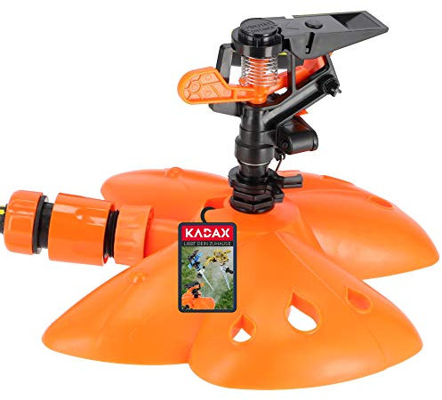 KADAX Oszillationssprenger mit Aluminiumrohr, bis zu 288 m2, Gartensprinkler aus Kunststoff ABS, Wassersprinkler mit Untersatz, Rasensprenger mit Vier Modi (22 x 14,5 cm)