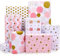 Wrapping Paper Sheets, 12 Sheets Birthday Wrapping Paper for Girls Women Female, Pink and Gold Foil Gift Wrapping Paper Gift Wrap for Birthday, Wedding, Valentine's Day, Party, Baby Shower, 70 X 50CM