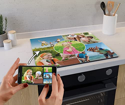 Wallario Herdabdeckplatte/Spritzschutz aus Glas, 2-teilig, 60x52cm, für Ceran- und Induktionsherde, Collage mit Wunschmotiven - Ihre Fotos - Ihr Bilder gedruckt - für 5 Wunschfotos