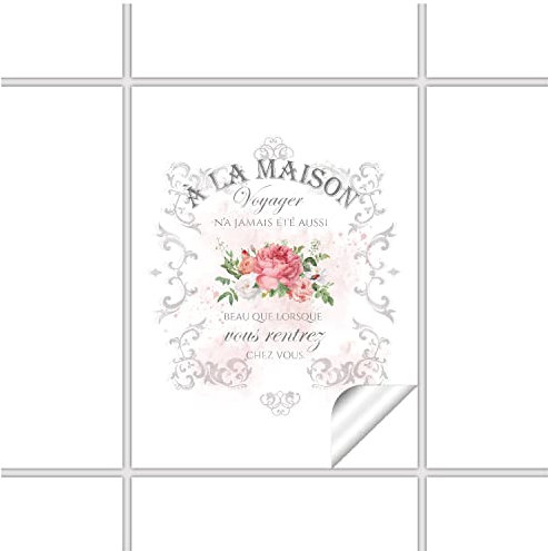 FoLIESEN Fliesenaufkleber - Deko für Bad, Küche, Badezimmer - Dekoration Fliesen-Bild Selbstklebend - Maison de Campagne Shabby Chic, Fliese (BxH):15x20 cm - 3 Stück
