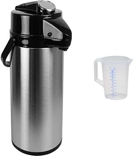 Saro 317-2075 Isolierpumpkanne, 2,2 L & hünersdorff Messbecher 2l | Polypropylen (PP) | bruchsicher und spülmaschinengeeignet | geschlossener Griff | blaue Skala