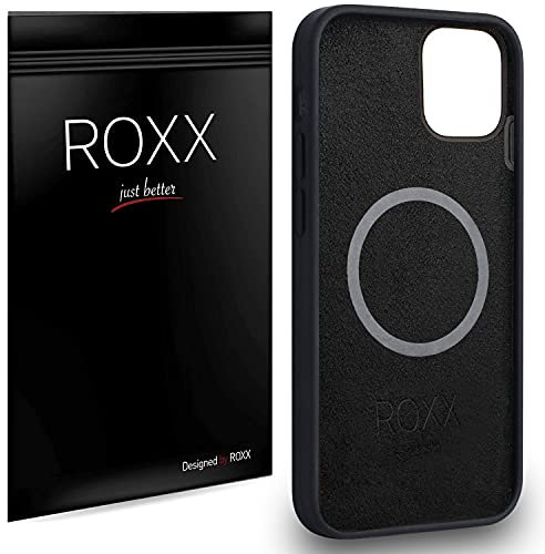 Roxx Silikon Hülle Schwarz | Wie das Original | Kompatibel mit iPhone 14 Pro | Testsieger | Hardcase | Innenschutz | Displayschutz | Kameraschutz | Kompatibel mit MagSafe Zubehör