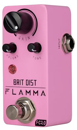 FLAMMA FC20 Distortion Pedal Elektrische Gitarre Pedal High Gain Distortion Effekt mit einstellbarer Mittelfrequenzregelung True Bypass