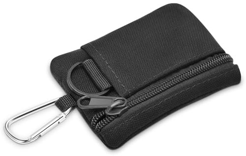 Mini Molle Pouch Bag, Outdoor Mini Tragbares Schlüsselkartenetui EDC Outdoor Geldbörse mit Karabiner, Camping Reißverschluss Tragbare Tasche für Camping Wandern Radfahren