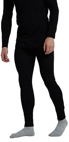 Mountain Warehouse Mens Merino Thermal Base Layer Trousers - Lightweight Mens Pants, Antibacterial, Breathable Bottoms - for Camping in Black S