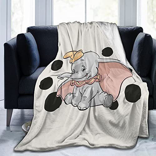Lawenp Decke für Dumbo, süßer Druck, Fleece-Überwurf, bequem und leicht, Flanell-Fleece-Decke, Schlafzimmer, Wohnzimmer, Sofa, Büro, 127 x 152 cm
