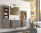 MINIO go for it - 4-TLG. Badezimmermöbel Set Marit I 2X Hochschrank ohne LED-Belechtung I Wandspiegelschrank I Waschbecken mit Unterschrank I Kastanien Breslau/Grau Hochglanz