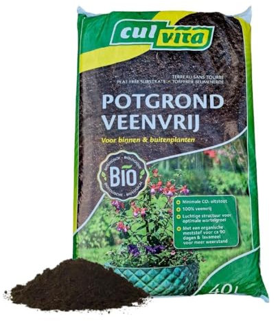 Culvita - Organische torffreie Blumenerde 40 Liter - Blumenerde für Pflanzen im Innen- und Ausenbereich - inklusive organischem Dünger