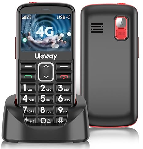 Tosaju 4G Senior Móviles Teléfono Móvil para Mayores Teléfono móvil sin contrato fácil de Usar Celular para Ancianos con botón SOS USB Tipo C 1000 mAh batería