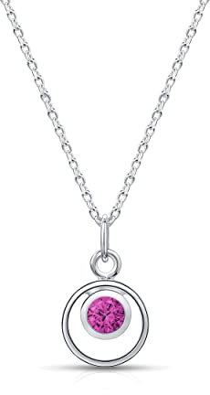 Amberta Lumini Damen Halskette mit Anhänger aus 925 Sterling Silber mit Simuliertem Geburtsstein: Oktober Geburtsstein Simulierter Turmalin Zirkonia