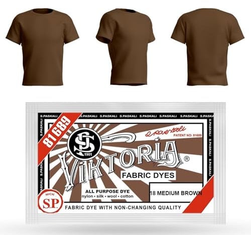 VIKTORIA Textilfarbe waschmaschinenfest (59 FARBEN) - stofffarbe, färbemittel textilien, stofffarben waschfest, textil farbe, kleidung färben (18 Taupe, 1er Pack)