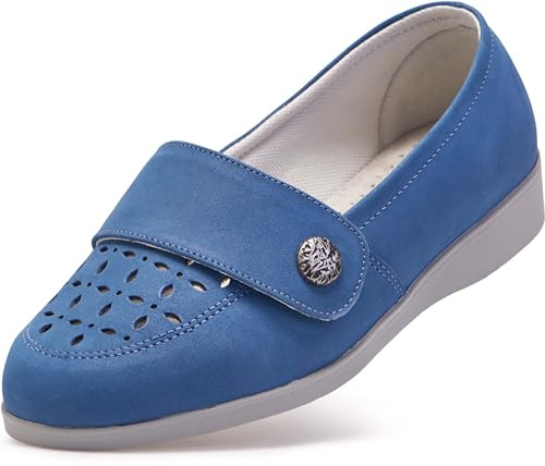 Cosyfeet Carmen - Denim Punch - 8-6E Width - Extra Wide Women's Shoes