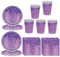 60 Pcs Purple Party Tableware Set for Her,Girls,Women,Purple Paper Plates Paper Cups and Napkins,Sparkling Diamond Purple Paper Dinnerware Set for Birthday,Wedding,Baby Shower Party Tableware