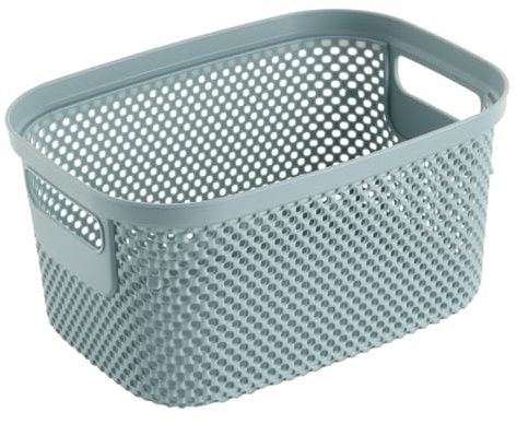keeeper Aufbewahrungskorb in Strick-Optik, 3,5 l, Seitengriffe, Luftdurchlässig, Kunststoff, 23,7 x 17 x 12,2 cm, Stine, Blau (Nordic Blue)