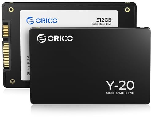 ORICO 512GB SATA SSD 2.5 Inch Internal Solid State Drive, Read Speed up to 500MB/s, SATA III 6Gbps for Desktop Laptop NAS DIY External Drive - Y20