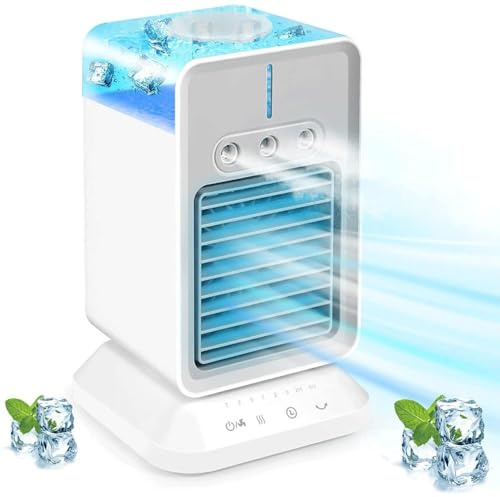 Climatiseur Mobile Sans Évacuation, 3 Vitesses,3 Modes de Brumisation Climatiseur Ventilateur Minuterie 2/4H,120° Oscillation Climatiseur Sans Tuyau D Évacuation Pour Les Voyages à Domicile